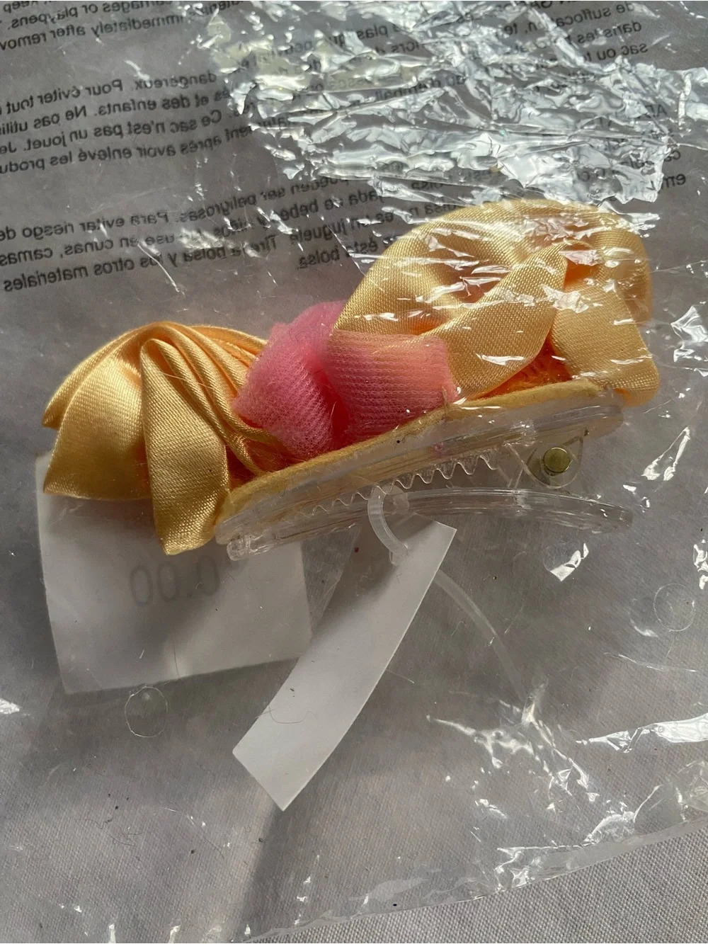 Halloween Gold & Pink Bow Hair Clip